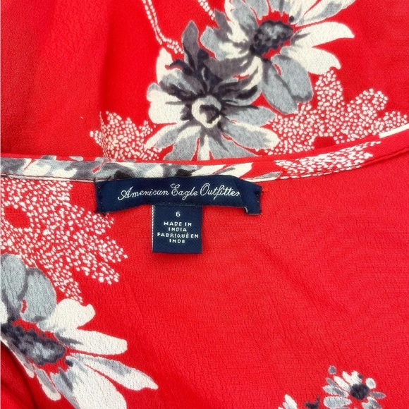 American Eagle Outfitters red floral dress size 6 - Picture 6 of 7